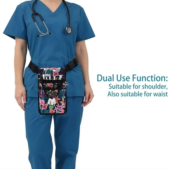 New! Nurse Fanny Pack Waist Bag Medical Supplies Black Pink Organizer Pouch - Picture 5 of 9